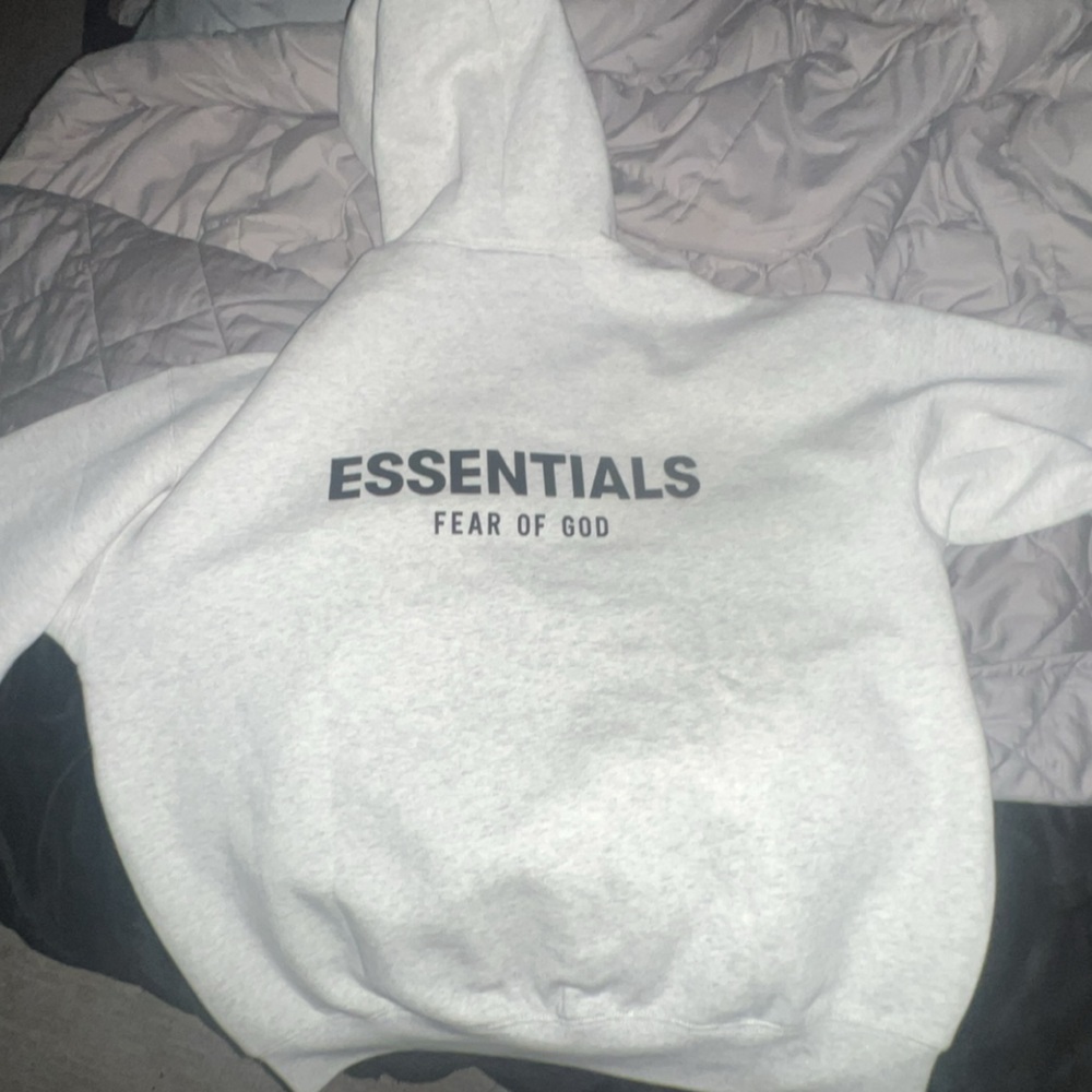 L Essentials Light Oatmeal Velvet hoodie